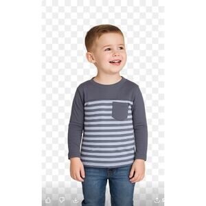 Circo Boys Blue Striped Long Sleeve Tee Shirt with Pocket – Size 4T